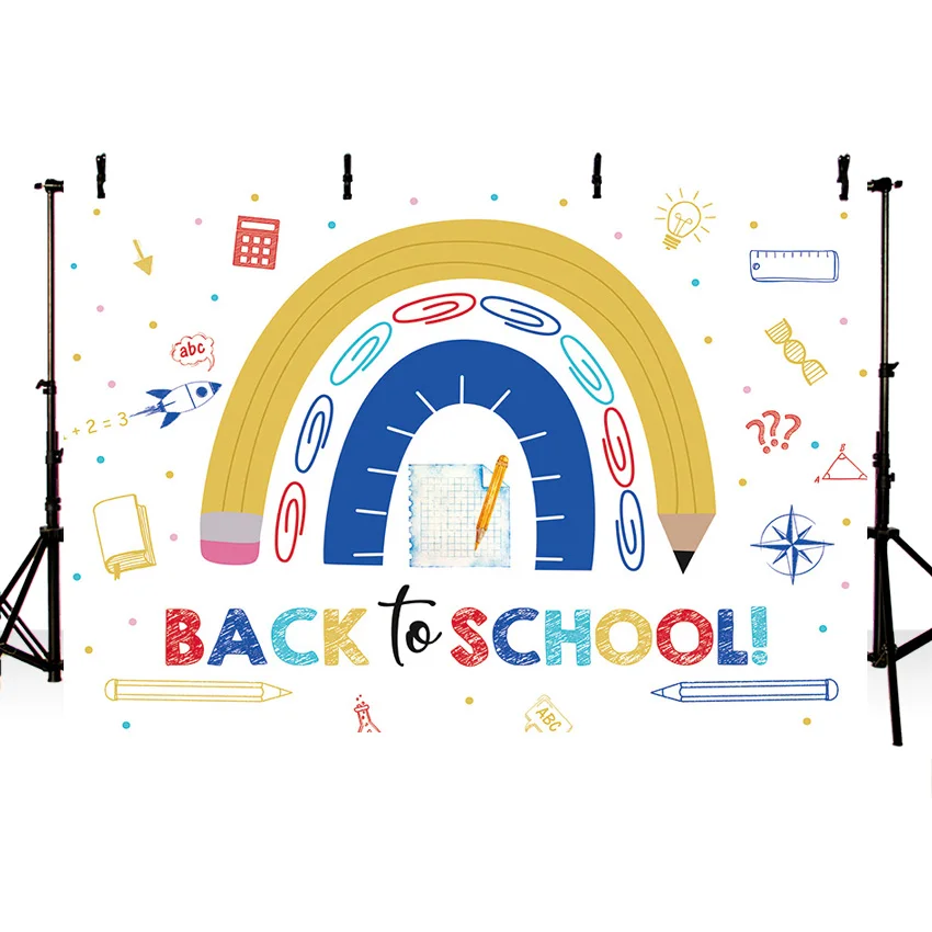 Mehofond-Fondo de fotografía de regreso a la escuela, arcoíris, libros de estudiantes, tablero de arte, decoración de fondo para fiesta, utilería para estudio fotográfico, sesión fotográfica