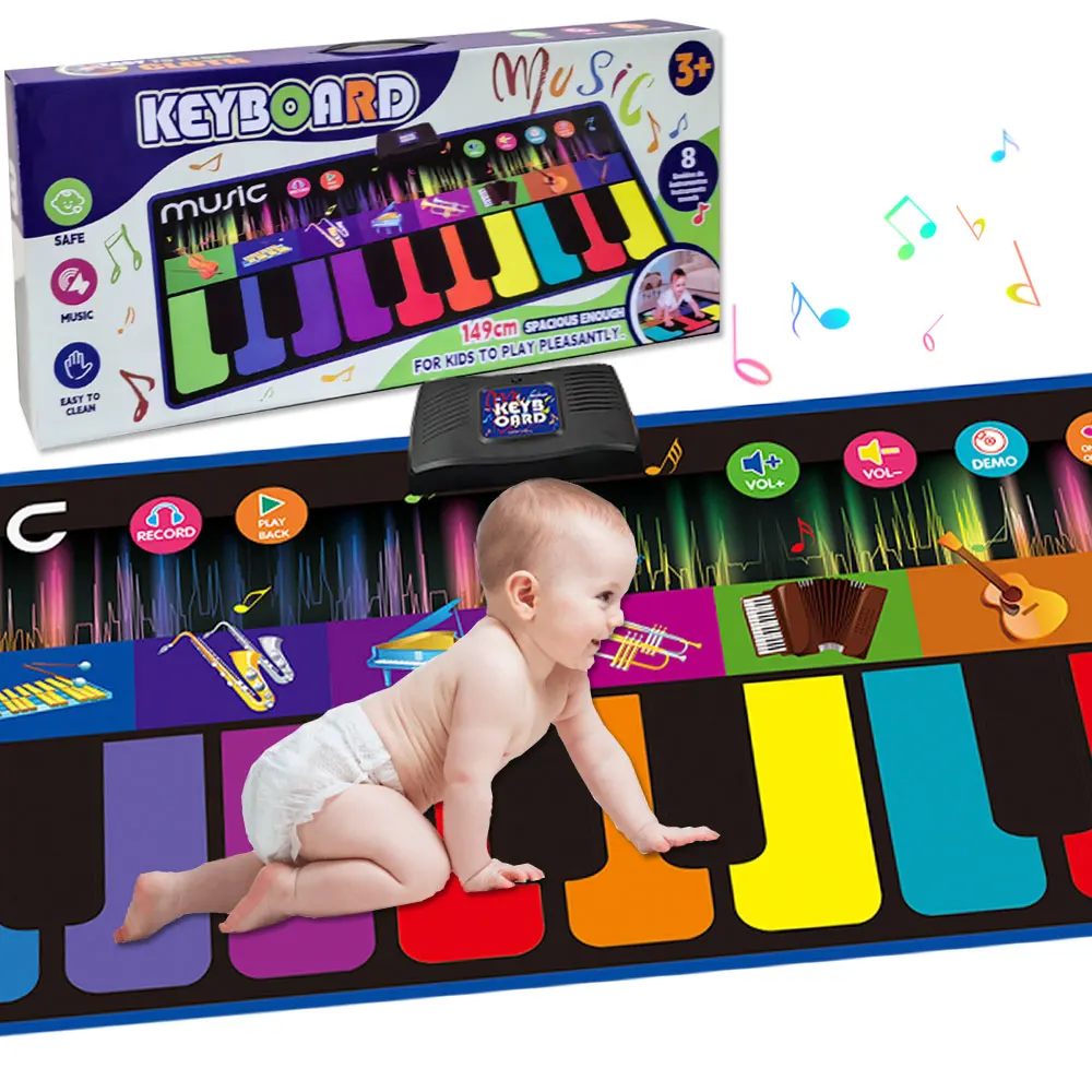

Funchill Wirelessly Floor Touch Piano Mat Activity Dancing Development Toddler Musical Keyboard Waterproof Playmat