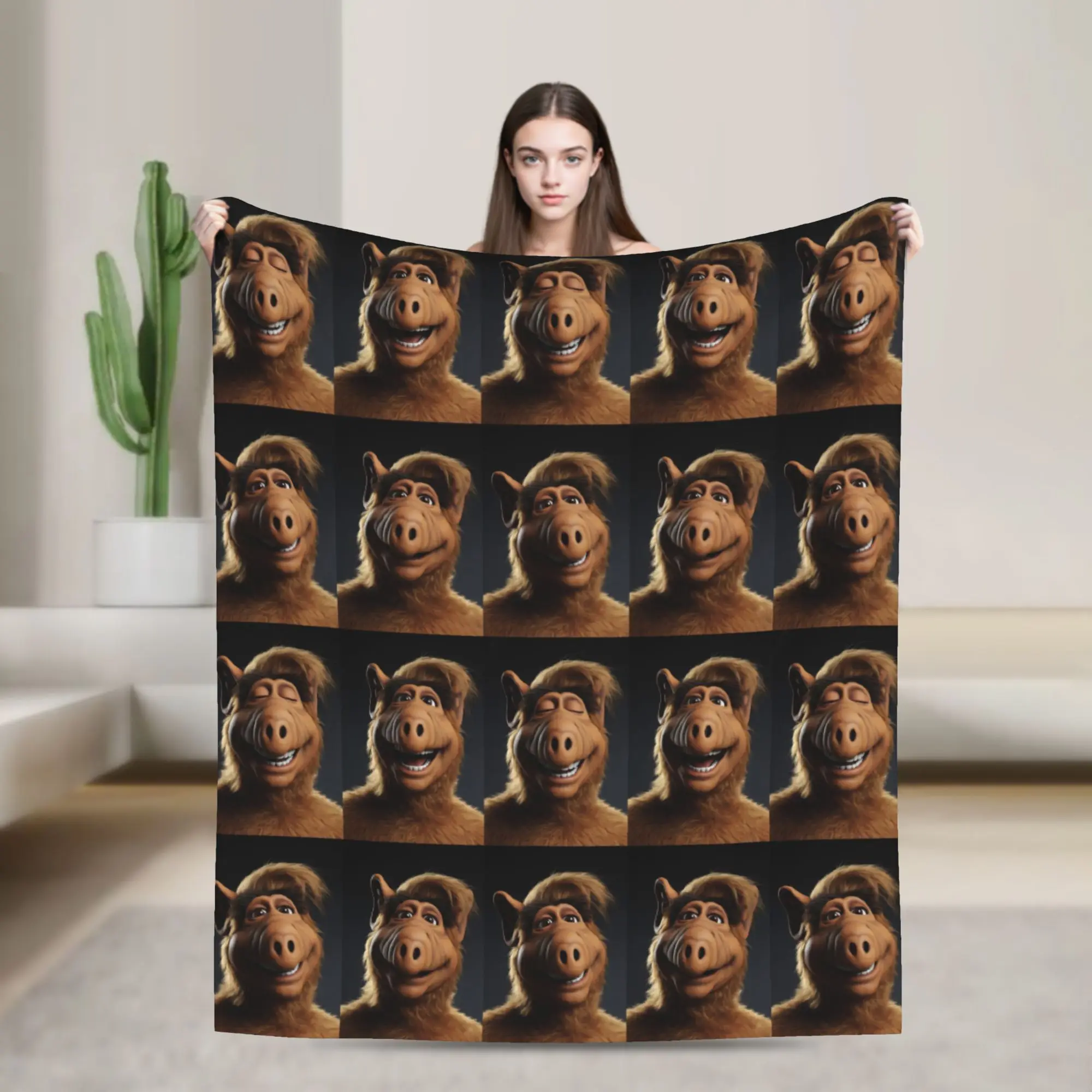 Alf  Alien Life Form Comedy  Knitted Blankets  Flannel Throw Blankets Bed Sofa Decoration Soft Warm Bedspreads