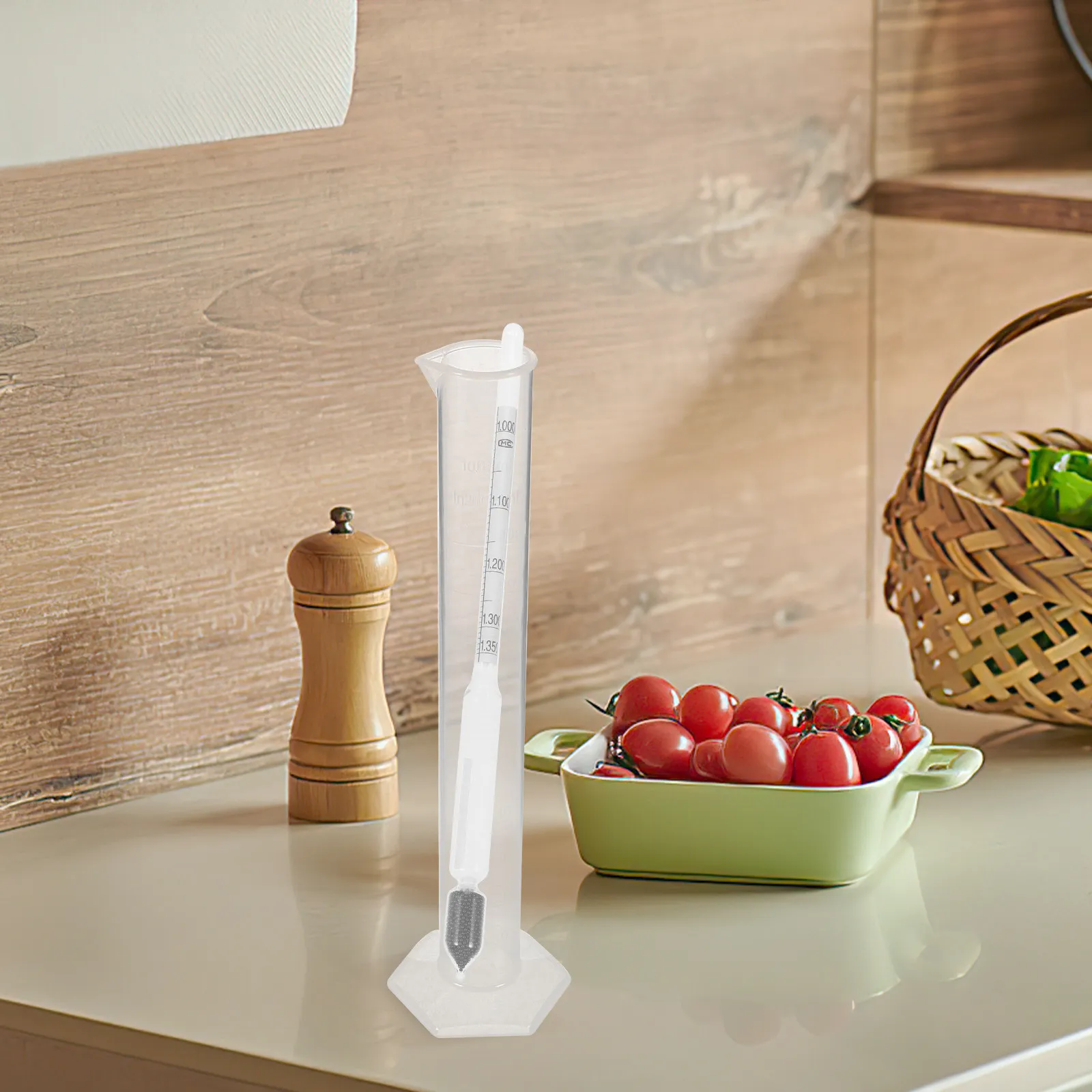 1Set Accurate Food Density Analyzer Hydrometer and Graduated Cylinder Set for Dough Batter Wine Alcohol Specific Gravity Testing