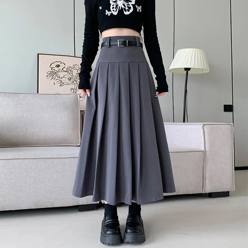 50% Women Office Lady Skirt Autumn Winter Trendy High Waist Slimming Lace Trousers Ballet Big Swing Black A- skirt