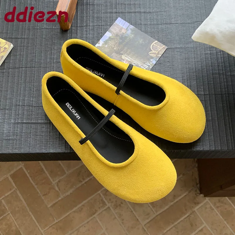 

Модные женские туфли на плоской подошве с круглым носком, туфли Мэри Джейн в стиле Лолиты, женская мягкая обувь из флока, женские балетки на плоской подошве, танцевальная обувь, новинка 2023 года