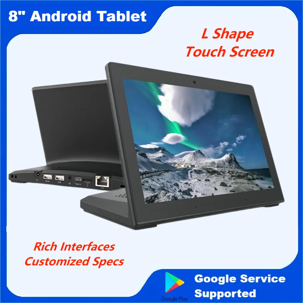 OEM L Form 8 Zoll Android 11 Desktop Pos Touchscreen Tablet Restaurant Menü Kunden feedback PC mit Dual-Lautsprecher Aio-Display