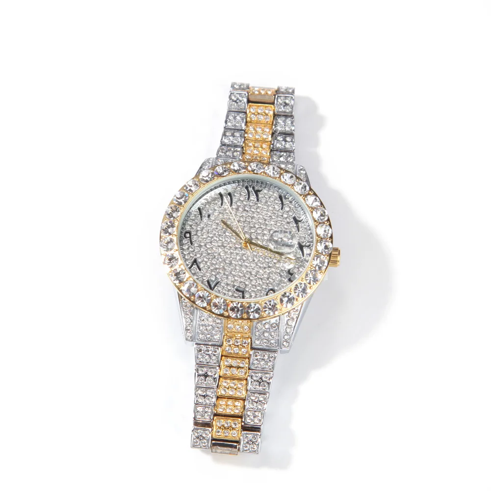 2025 Nuovo! Orologio unisex al quarzo con quadrante grande e diamanti con numeri corsivi classici