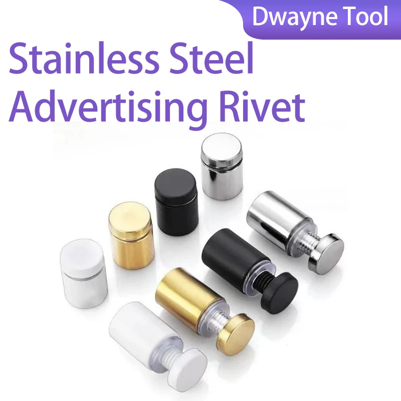 4 Pcs Advertising Nails, Stainless Steel & Acrylic Wall-Mounted Advertising Screws with Decorative Covers & Glass Nails