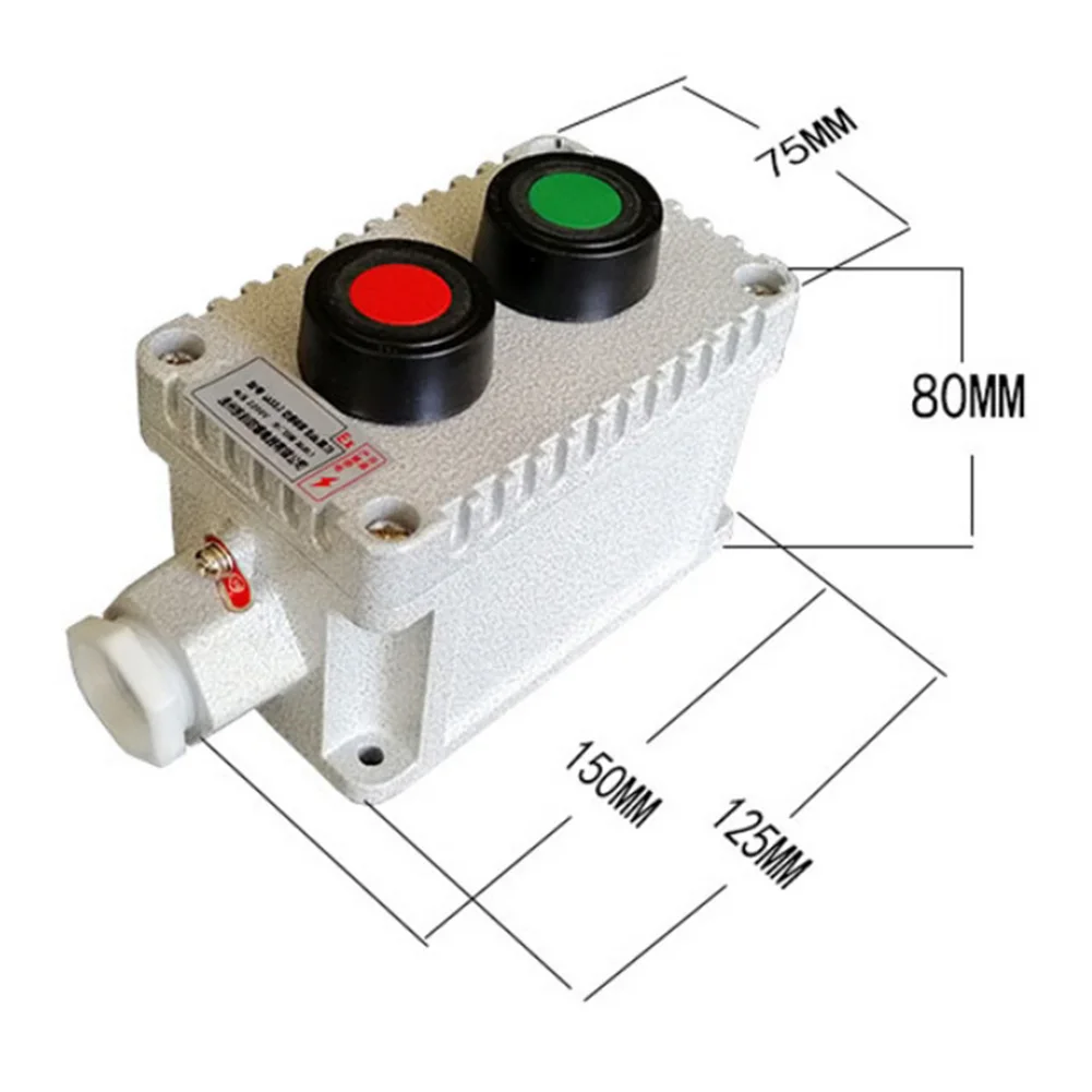 

Взрывозащищенная кнопочная панель 220В 380В 10А с двойным пусковым переключателем IP65 IICT6, алюминиевый корпус, вход G3/4, диапазон кабелей 10-14 мм