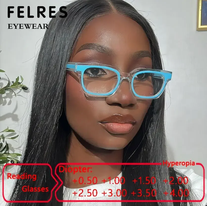 

Очки для чтения женские с прозрачными линзами, квадратные, с диоптриями + 1,5