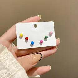 3 Pairs/Set Colorful Mini Ball Stud Earrings Set for Women Girls Korean Small Cute Geometric Earrings Fashion Jewelry Set Gift