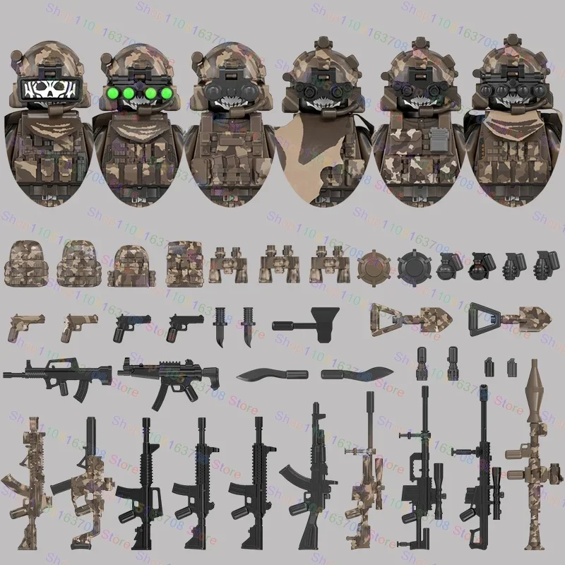 MOC Militär Soldaten Action-figuren Puppen Baustein Zubehör Modell Montage Spielzeug Halloween Geschenke WM6147 WM6168 WM6169