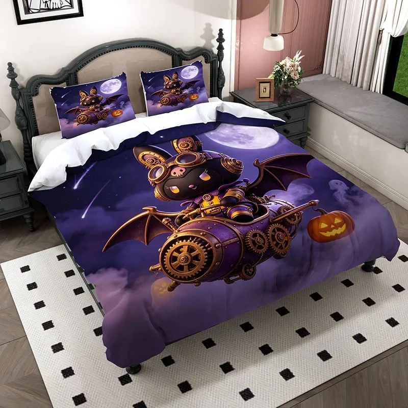 kuromi-bat-wing-pilot-bedding-set-pumpkin-lantern-airship-duvet-cover-halloween-christmas-gift-for-kids
