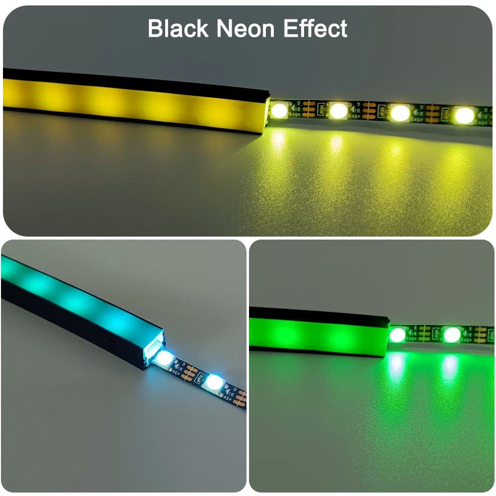 0.5 m-5 m LED ซิลิโคนนีออนหลอดยืดหยุ่นครอบคลุมหลอดสีขาวสีดําสําหรับ 5mm 6mm 10mm 12mm SMD WS2811 WS2812 LED Light Strip