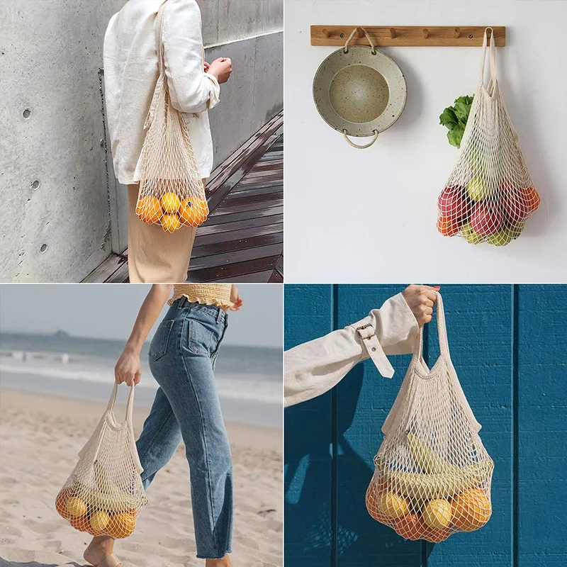 Sacs de courses réutilisables de 20 couleurs, sacs tissés portables pliables pour fruits et légumes, sacs réutilisables adaptés à de multiples