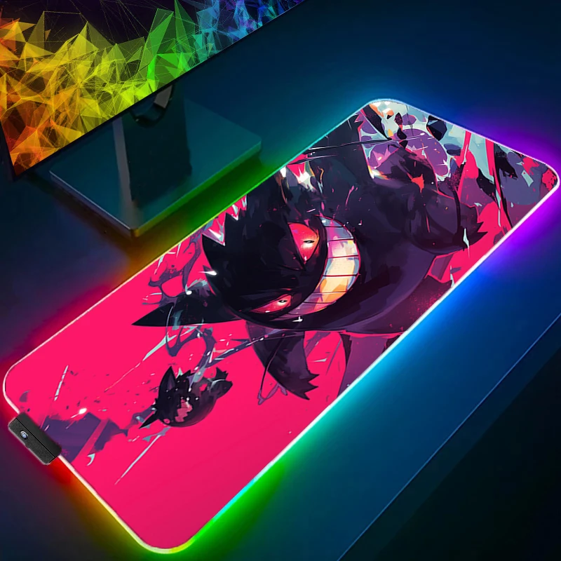 لوحة الماوس RGB لوحة ماوس للألعاب LED وسادة مكتب الكمبيوتر حصيرة مضيئة لوحة الماوس P-Pokemons السنجاب لوحة المفاتيح الحصير الجدول البساط مع
