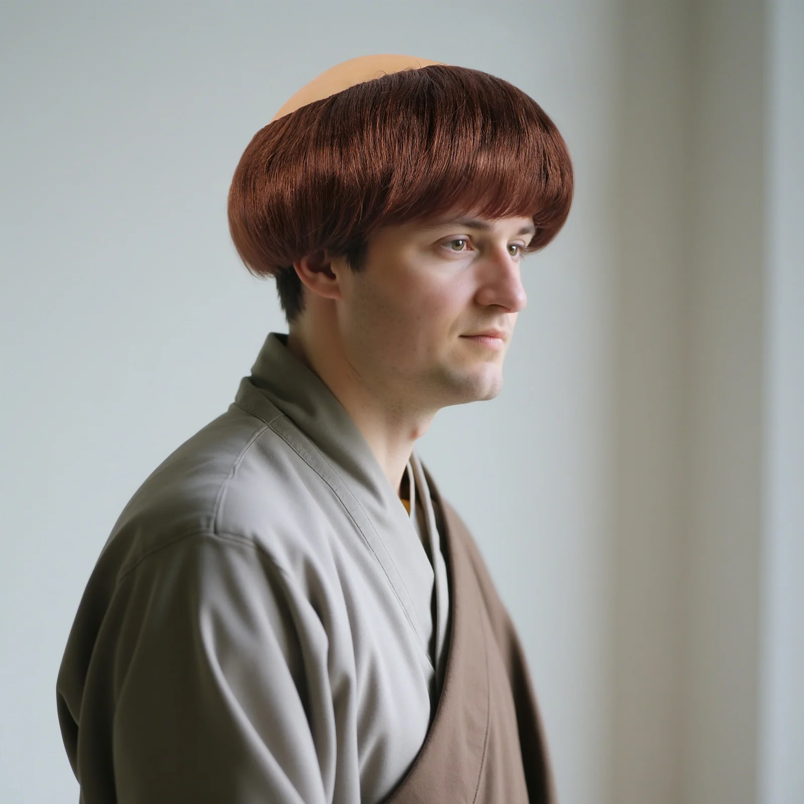 

Synthetic Monks Wig for Men Wigs Men's Monks Short Straight Wig for Halloween for Man Short Brown Balding Monks Cosplay Wig