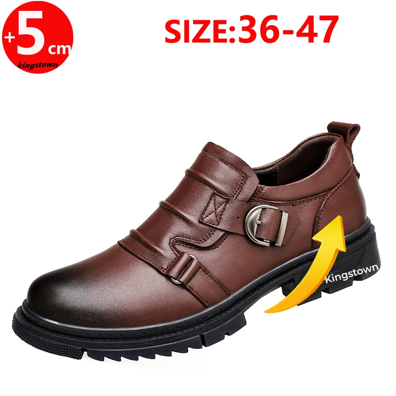 

Мужские кожаные лоферы-оксфорды с увеличивающими рост на 5 см стельками, большие размеры 36-47