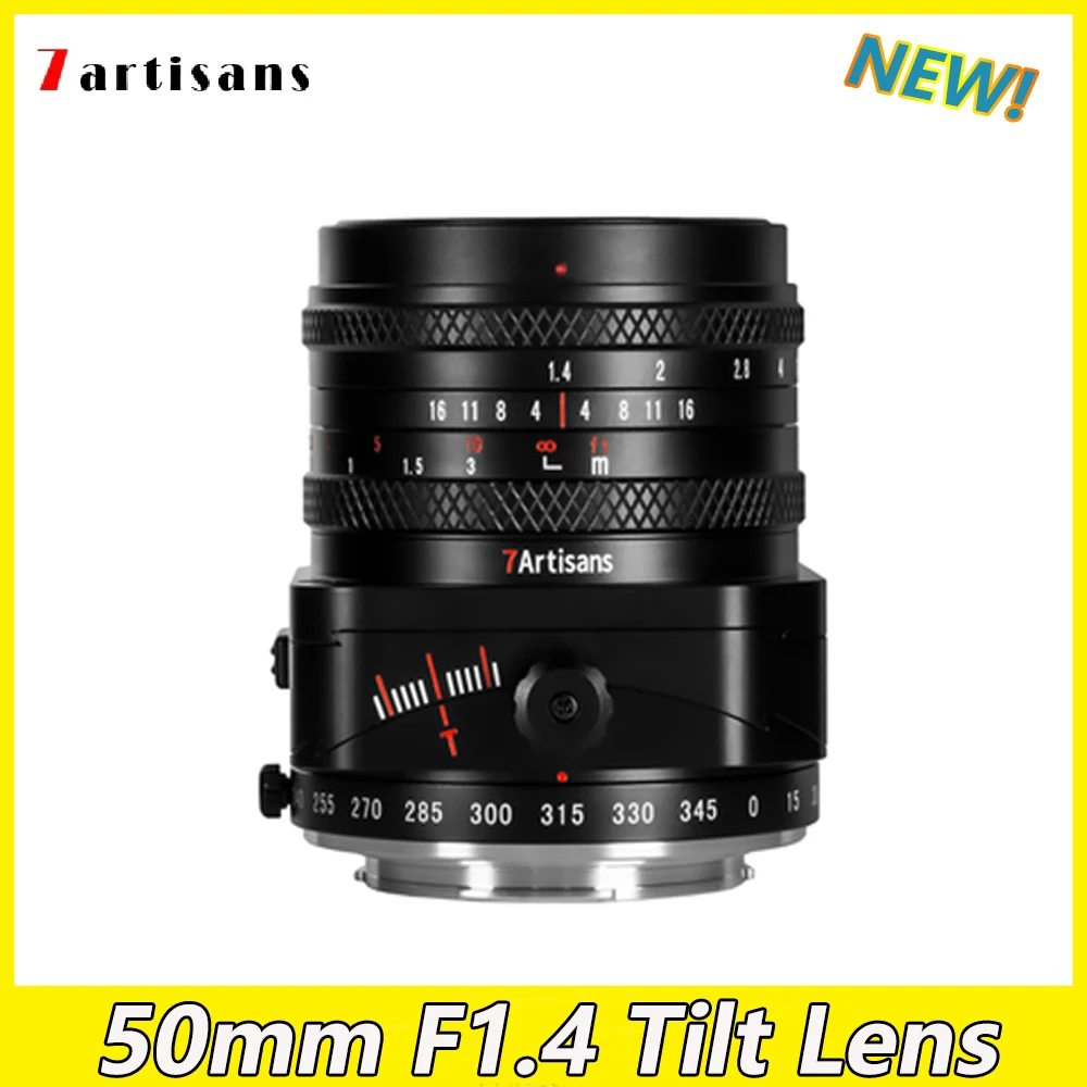 7artisans 50mm F1.4 Tilt Lens Manual Lens Large Aperture APS-C Tilt Portrait Lens ForSony E Fujifilm XF M/43 Mount Cameras