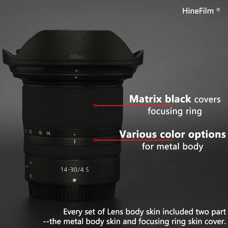 Hinefilfor Nikkor 1430 f4 s Наклейка на объектив 14-30 Обёрточная крышка для Nikon Z 14-30 мм f/4 S Наклейка на объектив 14 30 Защита от царапин
