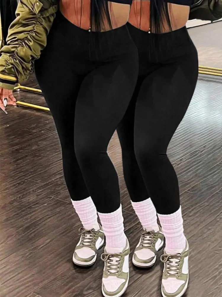 

Комплект из 2 базовых леггинсов для йоги для женщин, с широким поясом, для коррекции живота, дышащие, эластичные, удобные брюки для тренировок, одежда для фитнеса