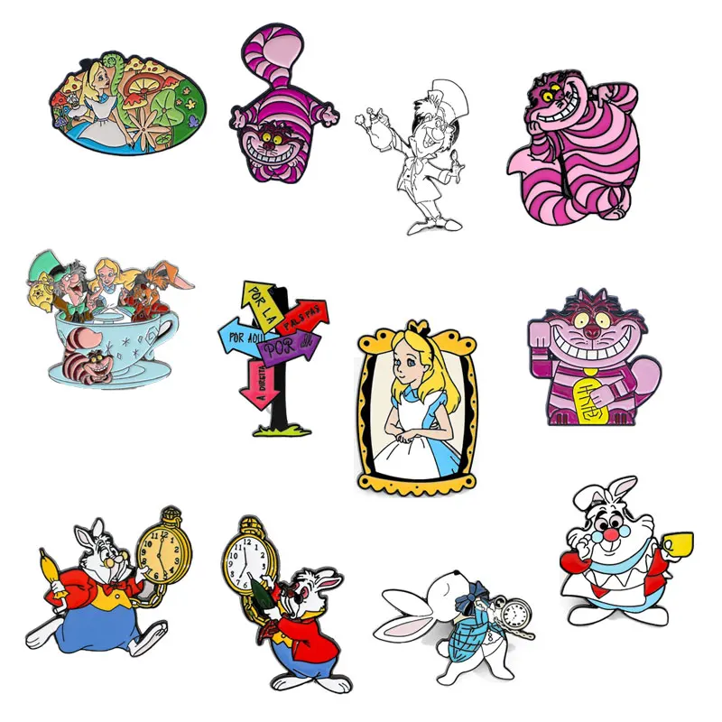 Новая изысканная модная брошь Диснея «Приключения Алисы в стране чудес», кролик март, брошь в виде чеширского кота, значок Безумного Шляпника