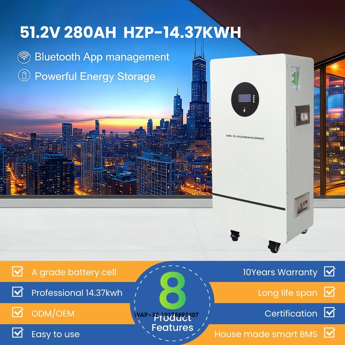 48V 51.2V 100AH 200AH 280AH 300AH 314AH 10KWH 15KWH 20KWH 30KWH Floor Standing Lithium Ion Batteries Pack Lifepo4 Batterie
