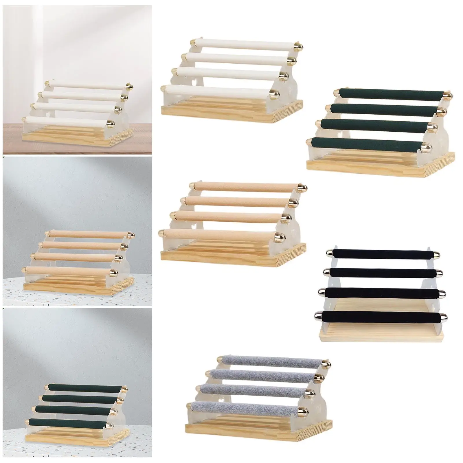 

Rings Display Stand Rings Holder 4 Tiers Large Capacity Wooden Base Jewelry
