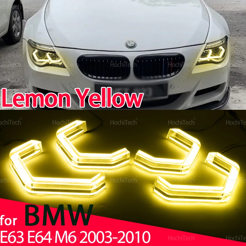 

4pcs Lemon Yellow CSL Style LED Angel Eyes for BMW 6 SERIES E63 E64 630Ci 630i 645Ci 650i M6 2003-2010 M4 Style Day Lights Parts