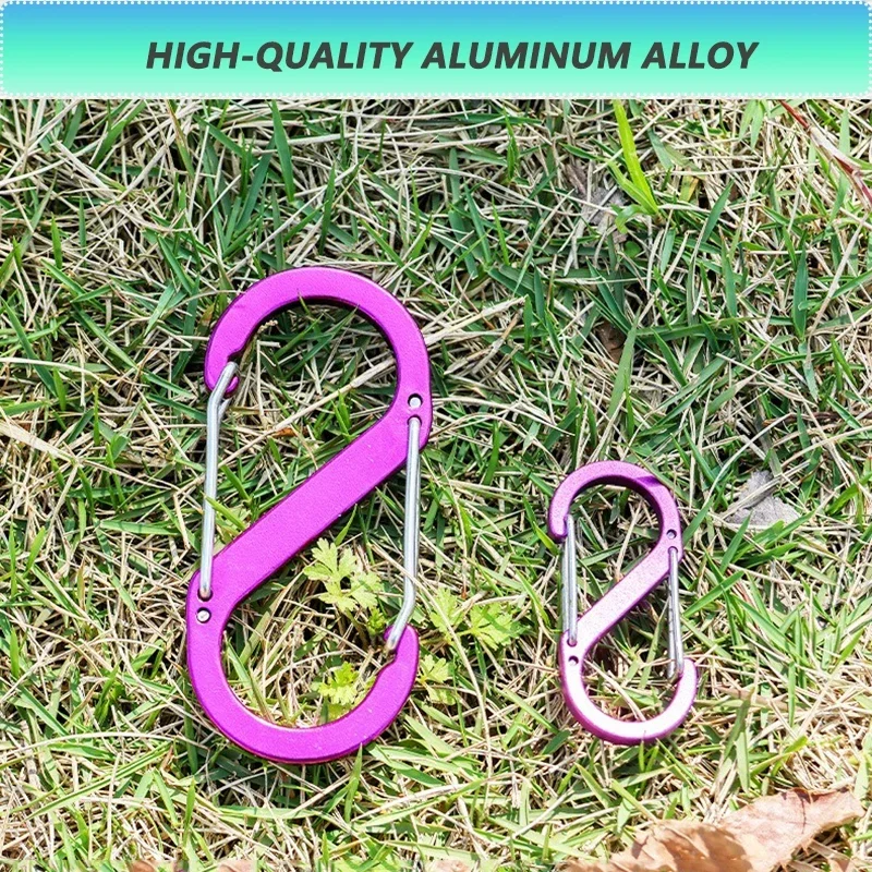 Clip antifurto con cerniera in lega di alluminio tipo S da 8 pezzi con per zaini da viaggio per pesca, escursionismo, campeggio all'aperto