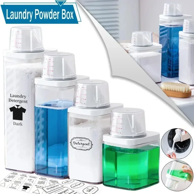 

1500ml Airtight Laundry Detergent Powder Storage Box Refillable Large Capacity Softener Bleach Container Laundry Powder Bottle