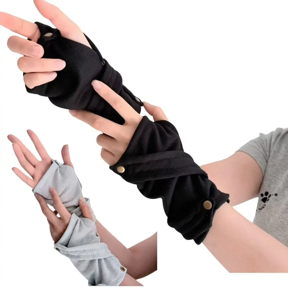 Snap-Button Closure Half Finger Gloves Warm Unisex Street Dance Gloves Breathable Decorative Design Steampunk Gloves For Couple