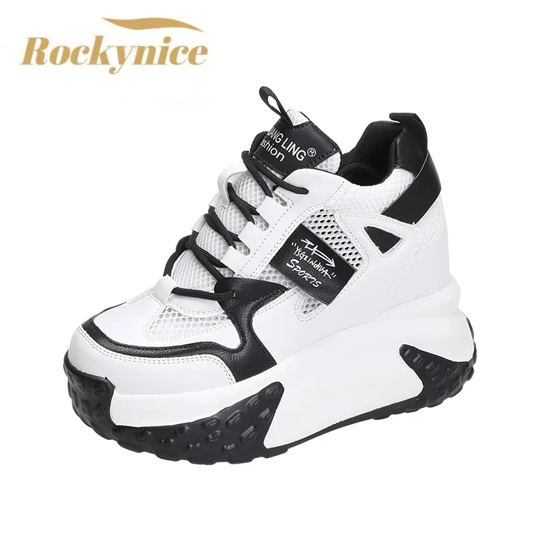 

Breathable Mesh Chunky Sneakers for Women Summer Fashion 10CM Wedges Heels Sports Dad Shoes Woman Thick Bottom Platform Sneakers