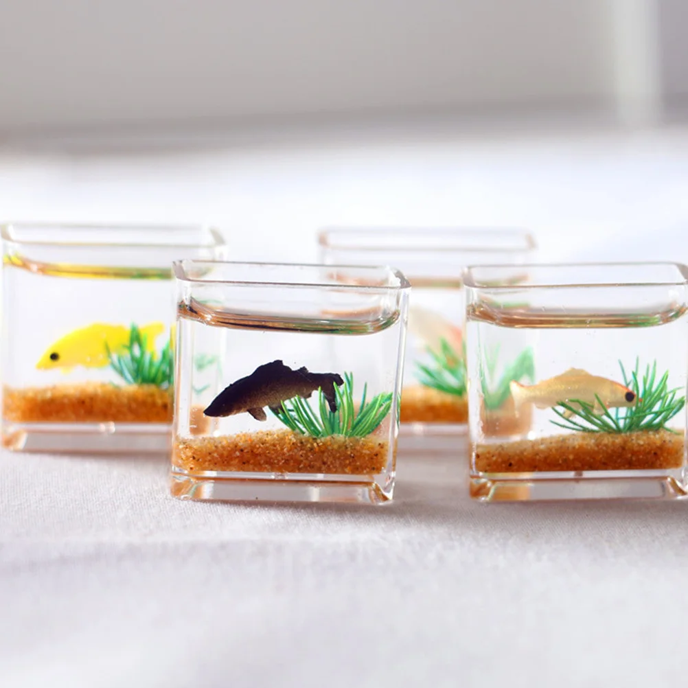 

3Pcs Mini Fish Bowls Goldfish Simulation Miniature Fish Tank for Desk Decor Tiny House Mini House Decoration Toy