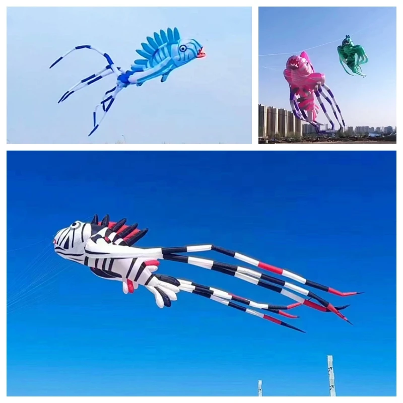 Nieuwe vliegershanger toont visvliegers vissende windzakken grote buitenspelletjes vliegers voor volwassenen gigantische professionele vliegers ultragrote vlieger