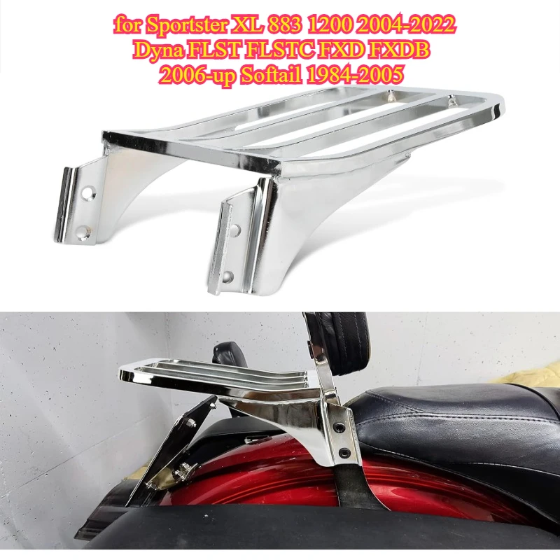 Rear Sissy Bar Backrest Luggage Rack Rear Carrier Rack for Sportster XL 883 1200 2004-2022 Dyna FLST FLSTC FXD FXDB 2006-up
