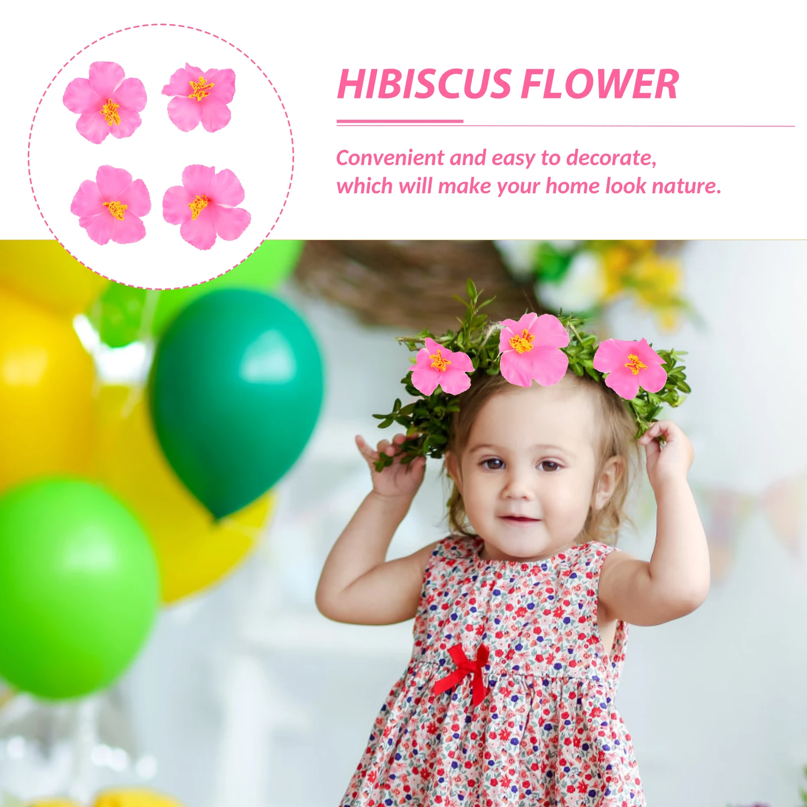 

20PCS Artificial Flowers Hibiscus Pink Tabletop Adornment Home Decor Bedroom Living Room Study Bar Simulated Flower Fake