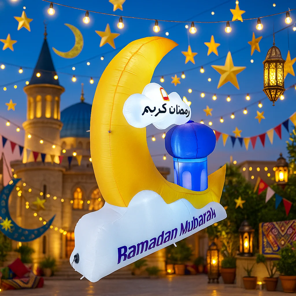 1,8 M/5,9 FT Aufblasbare Spielzeug Muslimischen Eid DIY Dekoration Urlaub Ramadan Festival Mond Dekor Garten Hof LED Licht ornament Geschenk