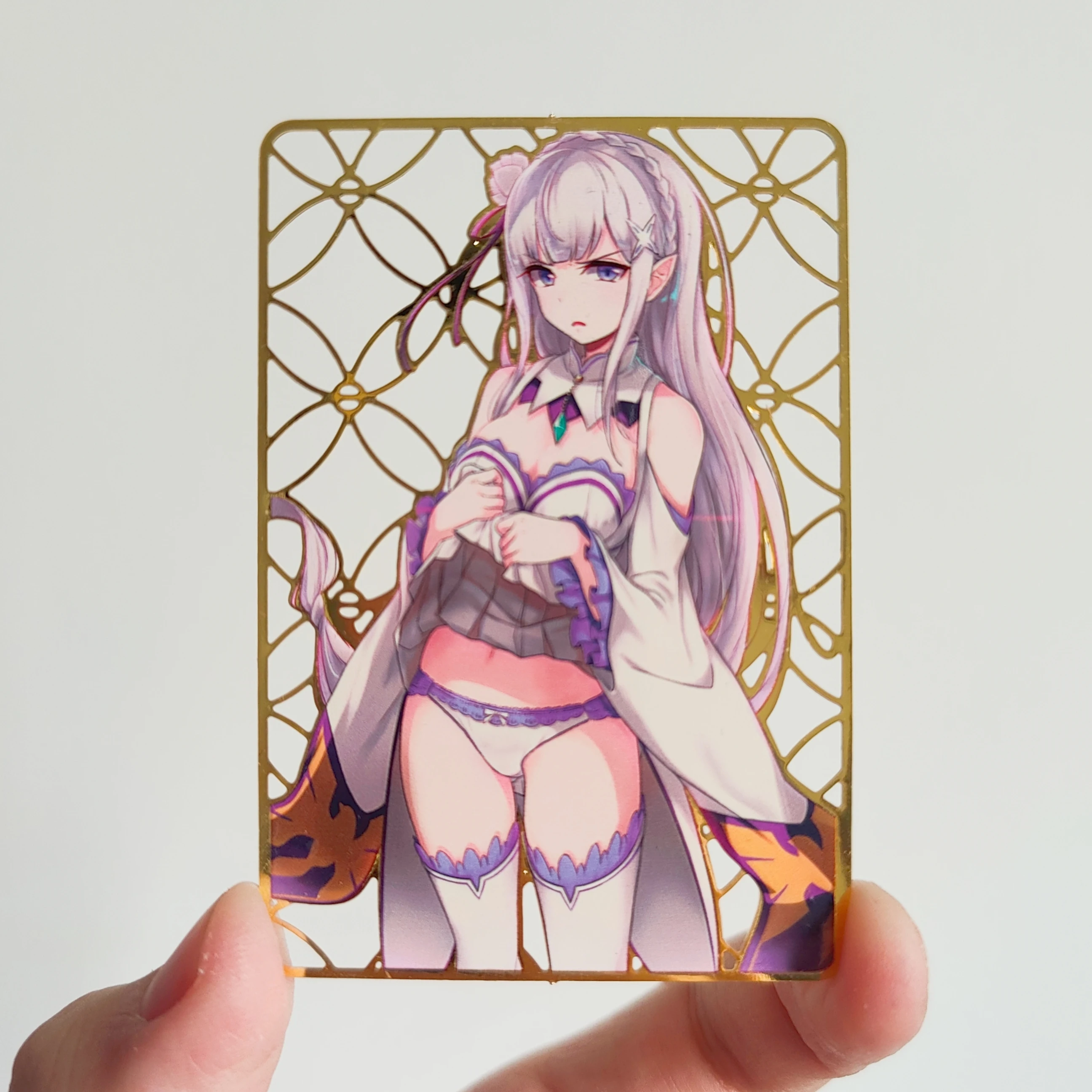 59x86mm diy auto feito emilia izumi sagiri metal cartão colecionável olhando desgustado marcador de metal anime cartões presente brinquedos