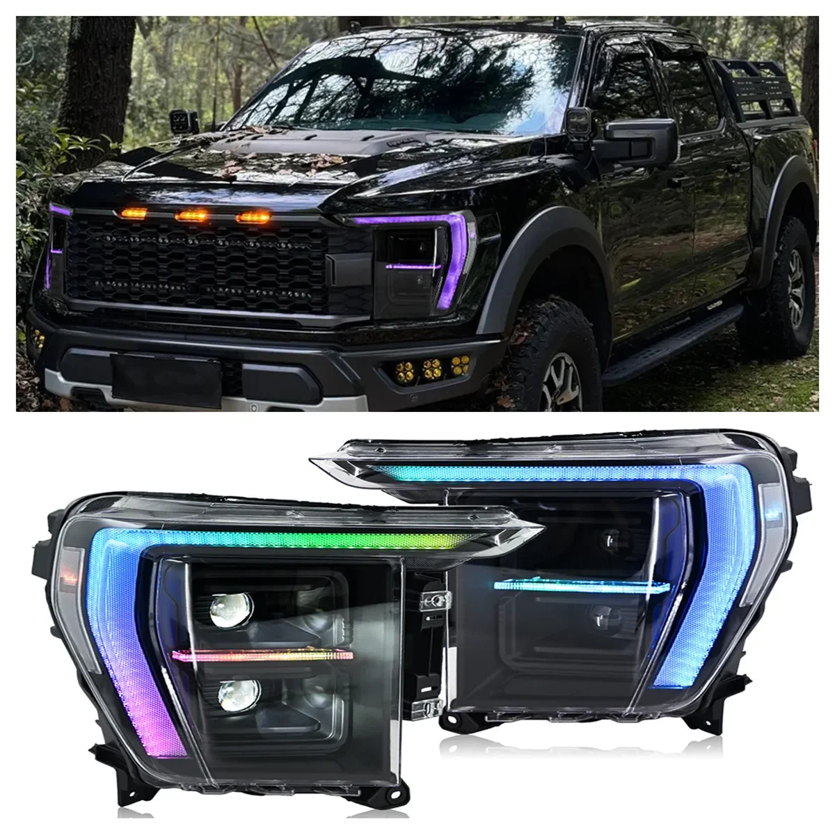 

Pop 2022-2024 модифицированная фара для Ford F-150 RGB светодиодные фары в сборе автомобильные аксессуары