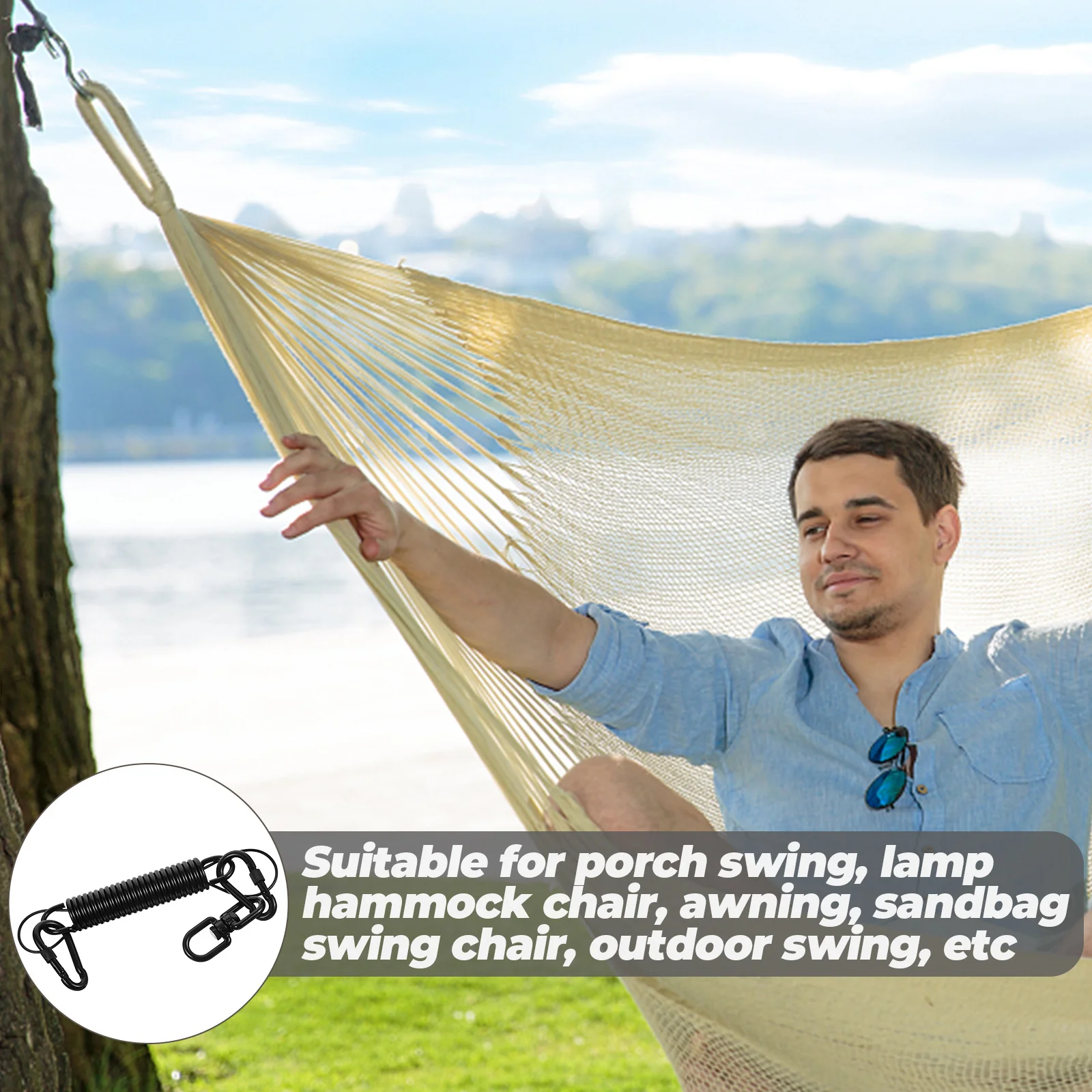 

Durable Iron Stainless Steel Swing Spring Hammock Hanging Tool Kit for Chairs Porch Swings Sandbags Swing Spring
