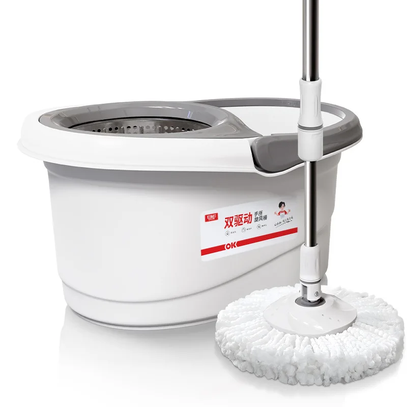 Spin Mop, Dual‑Drive Spin Mop Bucket Set Hands‑Free Washing Drying Floor Cleaning Mop