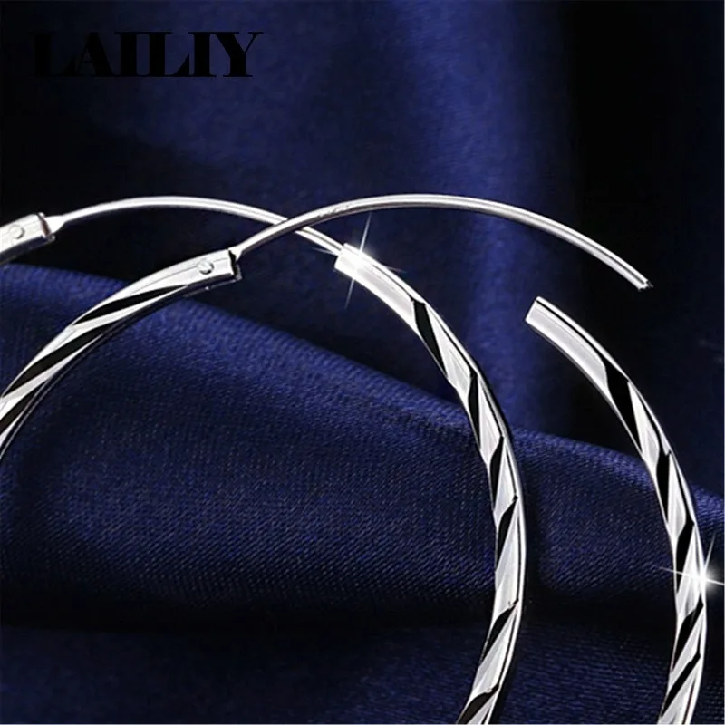 LAILIY925 Sterling Silver Elegant Large Hoop Earrings For Women Fashion Jewelry