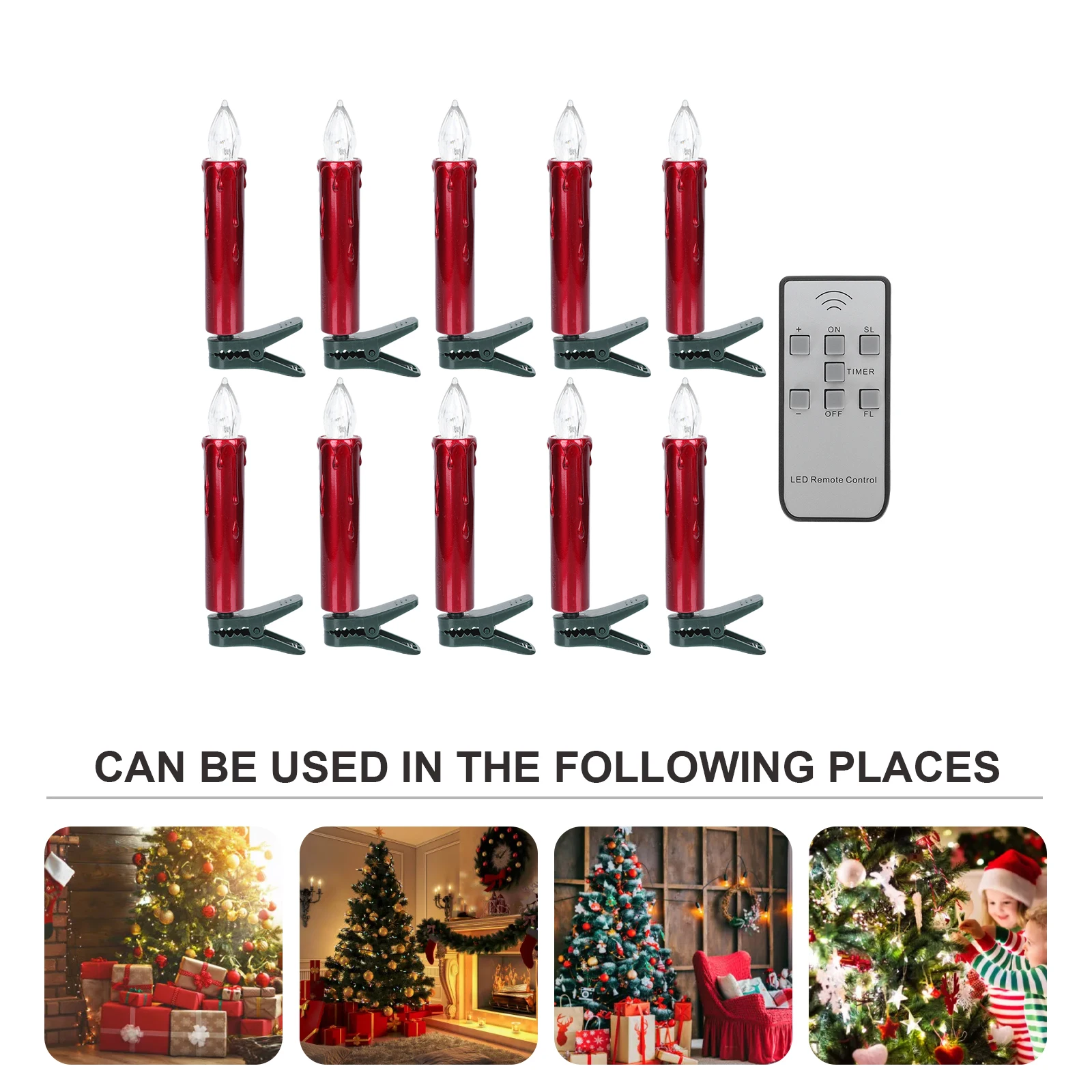 

10 Pcs Red Electronic Taper Flicker Christmas Lights Candles Flameless Flickering Led Tealight Mini