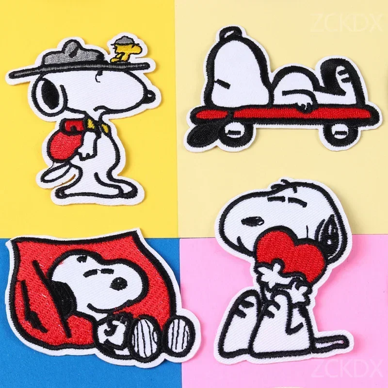 Snoopy Woodstock Cartoon Embroidered Patches Badge Cute Animation Boy Girls Clothes DIY Patches Pants Fusible Patch Accessories