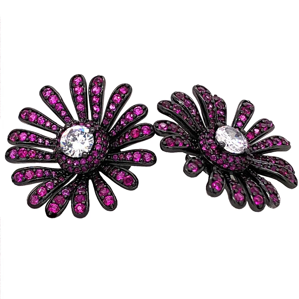 

Серьги-гвоздики из стерлингового серебра 925 пробы TKJ, рубиновые серьги-гвоздики в форме цветка с цирконием CZ, серьги-гвоздики для пирсинга для женщин, свадебные украшения на день рождения