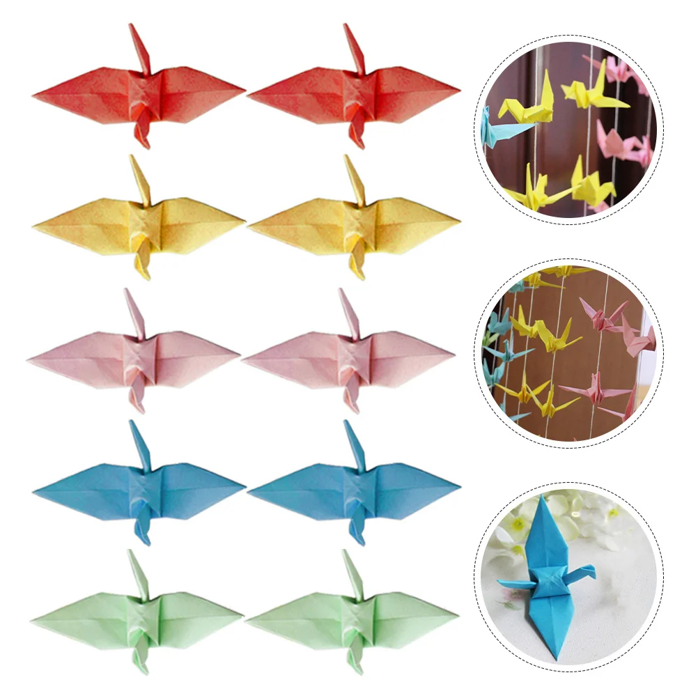 

100Pcs Origami Crane Decor Handmade Colorful Paper Cranes Garland Wedding Party Decorations Anniversary Backdrop