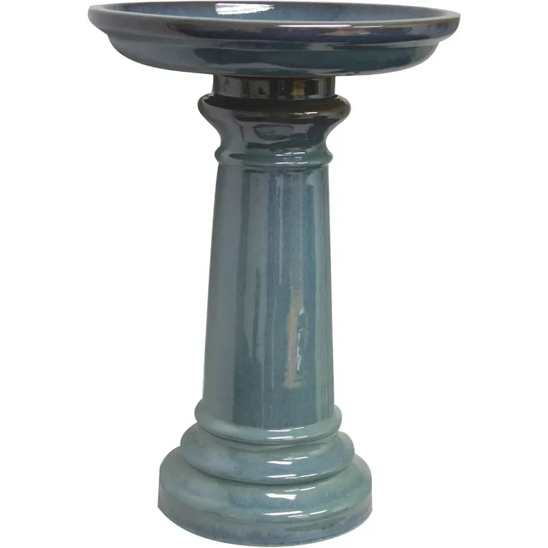 Harbor Gardens Bird Bath, Inch, Light Blue