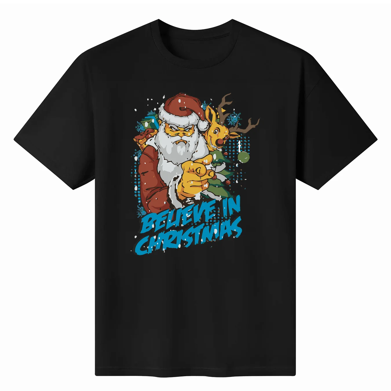 2024 New Fashion High Quality Believe In Christmas Funny Santa Xmas Mens Womens T-Shirt ﻿