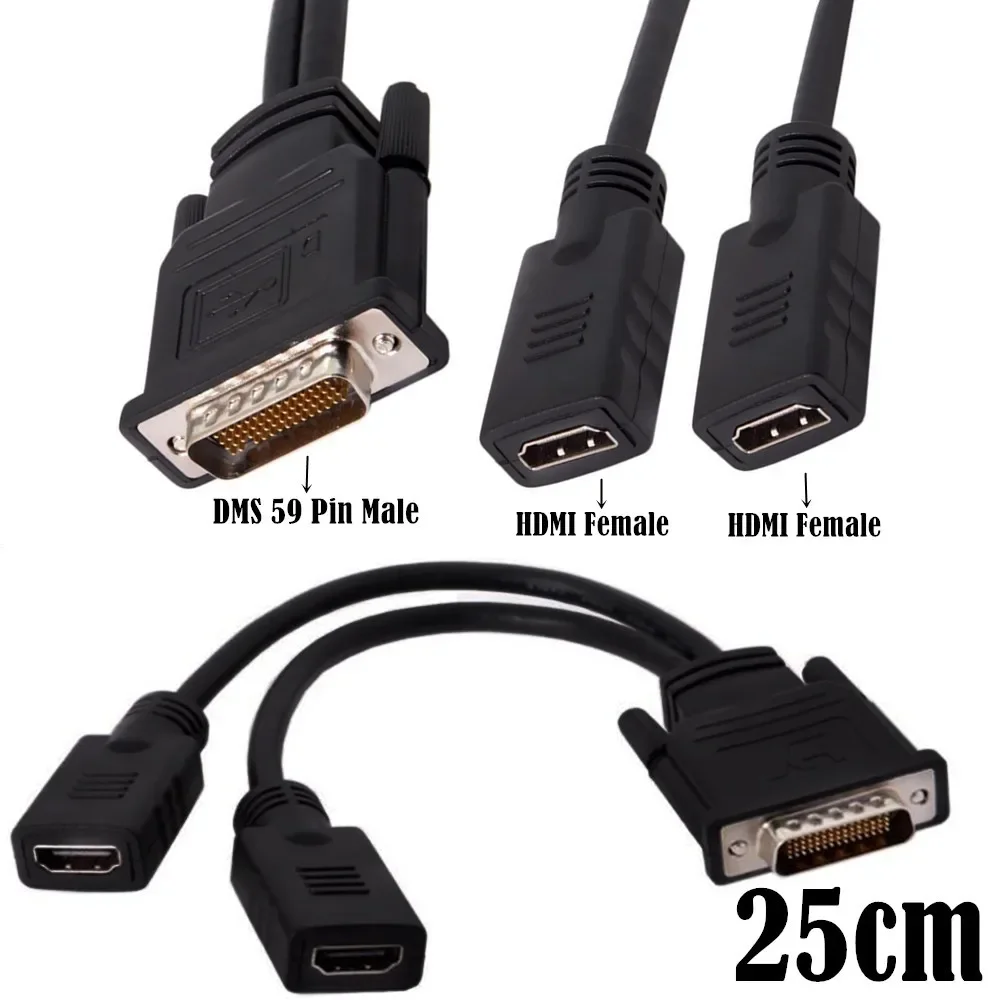 DMS 59Pin Male To 2 VGA DVI Displayport HDMI-Compatible Female Splitter Extension Cable Adapter for Graphics Card HDMI Monitor