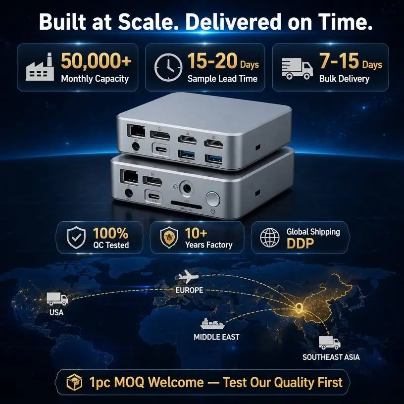 14 In 1 USB C Docking Station Triple Display MST 2x HDTV 4K60Hz + DP 120W PD 10Gbps USB3.1 Gigabit LAN SD TF For MacBook Windows