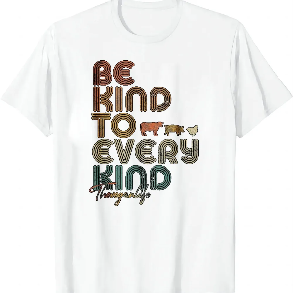 Be Kind To Every Kind Shirt. Retro, 70's Vegan Life T-Shirt Casual Graphic T Shirts Vintage Clothes Tops Camiseta Streetwear