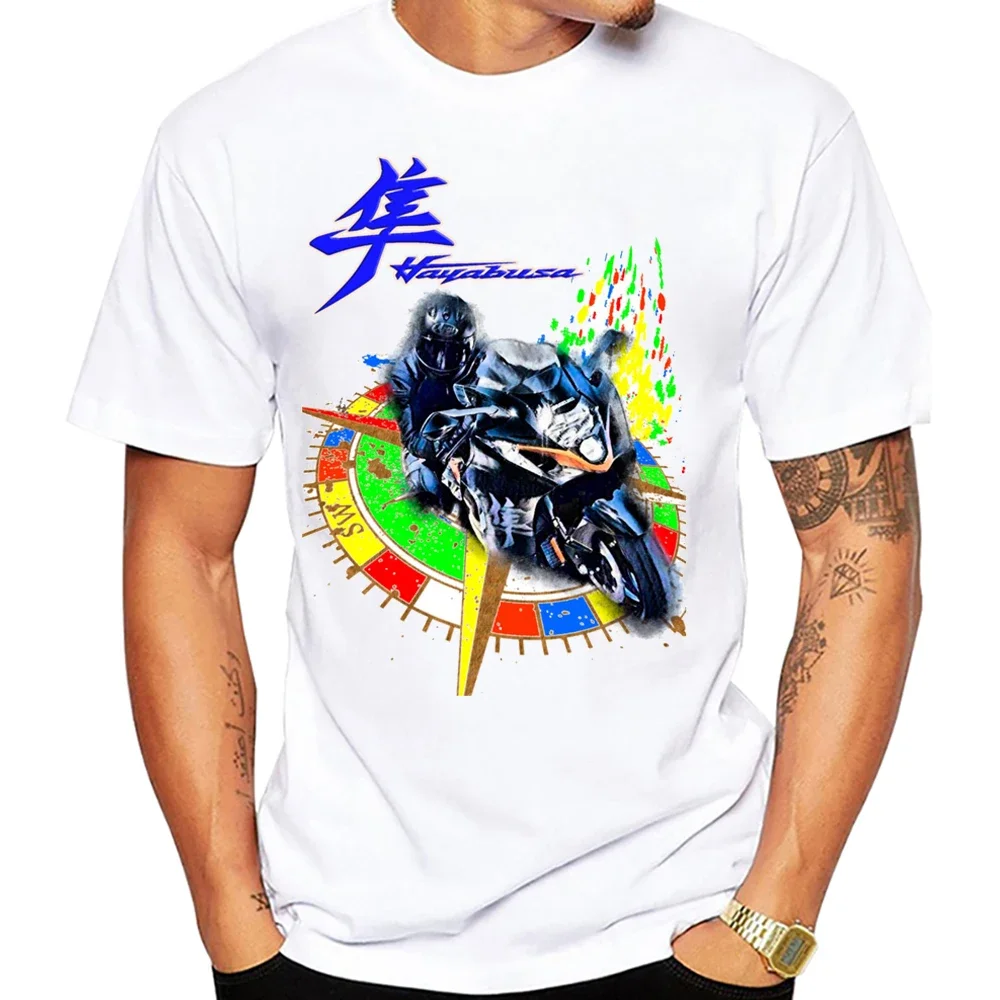 Hayabusa GSX-R 1300 GS Adventure Motorcycle Riding T-Shirt Summer Men Short Sleeve White Casual Tops Hip Hop Boy GP Rider Tees